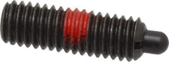 Jergens - 3/8-16, 1-1/8" Thread Length, 3/16" Plunger Projection, Steel Threaded Spring Plunger - 0.186" Max Plunger Diam, 1-1/8" Plunger Length, 5.5 Lb Init End Force, 14.5 Lb Final End Force, 3/16" Hex - Exact Tool & Supply