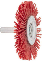 Value Collection - 2-3/8" OD, 1/4" Shank Diam, Crimped Nylon Wheel Brush - 1/4" Face Width, 5/16" Trim Length, 4,500 RPM - Exact Tool & Supply