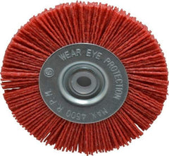 Value Collection - 4" OD, 1/2" Shank Diam, 1/2" Arbor Hole, Crimped Nylon Wheel Brush - 1/2" Face Width, 5/16" Trim Length, 4,500 RPM - Exact Tool & Supply