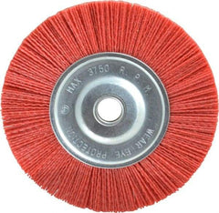 Value Collection - 6" OD, 5/8" Shank Diam, 5/8" Arbor Hole, Crimped Nylon Wheel Brush - 5/16" Face Width, 5/16" Trim Length, 3,750 RPM - Exact Tool & Supply