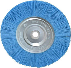 Value Collection - 6" OD, 5/8" Shank Diam, 5/8" Arbor Hole, Crimped Nylon Wheel Brush - 5/16" Face Width, 5/16" Trim Length, 3,750 RPM - Exact Tool & Supply