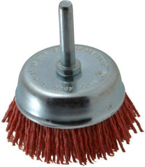 Value Collection - 2" Diam, 1/4" Hole Size Straight Wire Nylon Cup Brush - Coarse Grade, 4,500 Max RPM - Exact Tool & Supply