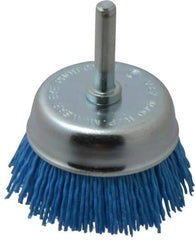 Value Collection - 2" Diam, 1/4" Hole Size Straight Wire Nylon Cup Brush - Fine Grade, 4,500 Max RPM - Exact Tool & Supply