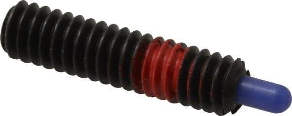 Jergens - 1/4-20, 1" Thread Length, 3/16" Plunger Projection, Steel Threaded Spring Plunger - 0.119" Max Plunger Diam, 1" Plunger Length, 3 Lb Init End Force, 13 Lb Final End Force, 1/8" Hex - Exact Tool & Supply