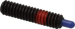 Jergens - 1/4-20, 1" Thread Length, 3/16" Plunger Projection, Steel Threaded Spring Plunger - 0.119" Max Plunger Diam, 1" Plunger Length, 3 Lb Init End Force, 13 Lb Final End Force, 1/8" Hex - Exact Tool & Supply