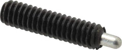 Jergens - 1/4-20, 1" Thread Length, 3/16" Plunger Projection, Steel Threaded Spring Plunger - 0.119" Max Plunger Diam, 1" Plunger Length, 1 Lb Init End Force, 4 Lb Final End Force, 1/8" Hex - Exact Tool & Supply