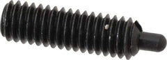 Jergens - 5/16-18, 1" Thread Length, 3/16" Plunger Projection, Steel Threaded Spring Plunger - 0.135" Max Plunger Diam, 1" Plunger Length, 3 Lb Init End Force, 15 Lb Final End Force, 5/32" Hex - Exact Tool & Supply