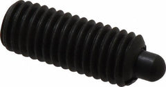 Jergens - 1/2-13, 1-1/4" Thread Length, 1/4" Plunger Projection, Steel Threaded Spring Plunger - 1/4" Max Plunger Diam, 1-1/4" Plunger Length, 6.6 Lb Init End Force, 17.4 Lb Final End Force, 1/4" Hex - Exact Tool & Supply