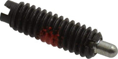 Jergens - 8-32, 1/2" Thread Length, 3/32" Plunger Projection, Steel Threaded Spring Plunger - 0.07" Max Plunger Diam, 1/2" Plunger Length, 0.5 Lb Init End Force, 2 Lb Final End Force - Exact Tool & Supply
