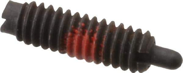 Jergens - 8-32, 1/2" Thread Length, 3/32" Plunger Projection, Steel Threaded Spring Plunger - 0.07" Max Plunger Diam, 1/2" Plunger Length, 0.5 Lb Init End Force, 4 Lb Final End Force - Exact Tool & Supply