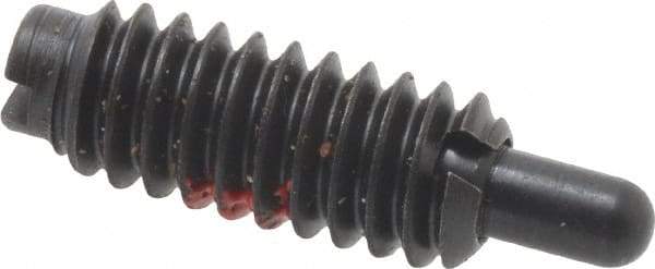 Jergens - 1/4-20, 5/8" Thread Length, 3/16" Plunger Projection, Steel Threaded Spring Plunger - 0.119" Max Plunger Diam, 5/8" Plunger Length, 0.5 Lb Init End Force, 6 Lb Final End Force - Exact Tool & Supply