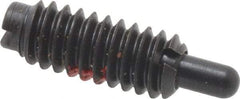 Jergens - 1/4-20, 5/8" Thread Length, 3/16" Plunger Projection, Steel Threaded Spring Plunger - 0.119" Max Plunger Diam, 5/8" Plunger Length, 0.5 Lb Init End Force, 6 Lb Final End Force - Exact Tool & Supply