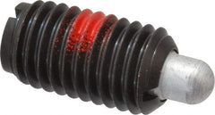 Jergens - 5/8-11, 1-1/8" Thread Length, 5/16" Plunger Projection, Steel Threaded Spring Plunger - 0.31" Max Plunger Diam, 1-1/8" Plunger Length, 2 Lb Init End Force, 10.5 Lb Final End Force - Exact Tool & Supply