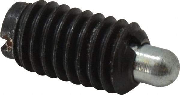 Jergens - 3/8-16, 11/16" Thread Length, 3/16" Plunger Projection, Steel Threaded Spring Plunger - 0.186" Max Plunger Diam, 11/16" Plunger Length, 1.5 Lb Init End Force, 7.5 Lb Final End Force - Exact Tool & Supply