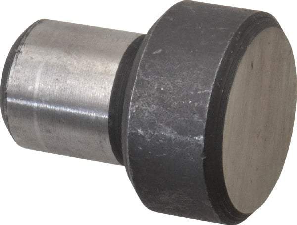 Jergens - 1-7/32" OAL, 1/2" Head Height, 1" OD, Low Carbon Steel, Press Fit Rest Button - Black Oxide Coating, 0.626" Pin Diam - Exact Tool & Supply