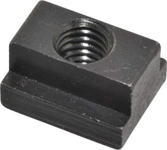 Jergens - 3/8-16 Blind Tapped T Slot Nut - 7/16" Slot Width, 11/16 x 7/32" Base Width x Height, 7/8 x 1/2" OAL x Height - Exact Tool & Supply