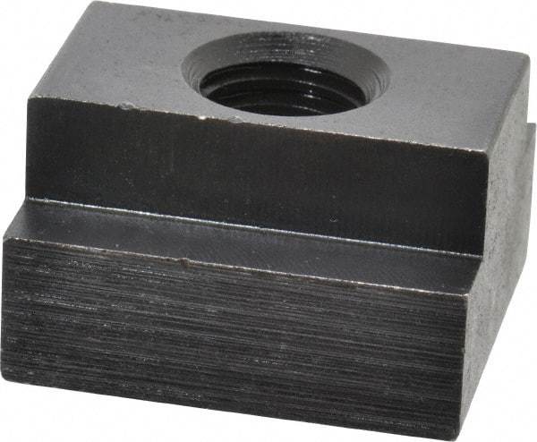 Jergens - 1/2-13 Blind Tapped T Slot Nut - 11/16" Slot Width, 1-1/8 x 7/16" Base Width x Height, 1-1/4 x 3/4" OAL x Height - Exact Tool & Supply