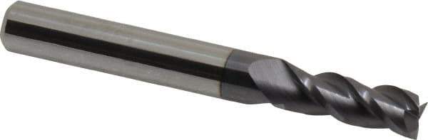 Accupro - 9/32", 3/4" LOC, 5/16" Shank Diam, 2-1/2" OAL, 3 Flute, Solid Carbide Square End Mill - Single End, AlTiN Finish, Spiral Flute, 40° Helix, Centercutting, Right Hand Cut, Right Hand Flute - Exact Tool & Supply