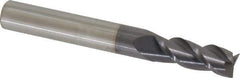 Accupro - 19/64", 3/4" LOC, 5/16" Shank Diam, 2-1/2" OAL, 3 Flute, Solid Carbide Square End Mill - Single End, AlTiN Finish, Spiral Flute, 40° Helix, Centercutting, Right Hand Cut, Right Hand Flute - Exact Tool & Supply
