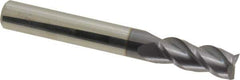 Accupro - 5/16", 3/4" LOC, 5/16" Shank Diam, 2-1/2" OAL, 3 Flute, Solid Carbide Square End Mill - Single End, AlTiN Finish, Spiral Flute, 40° Helix, Centercutting, Right Hand Cut, Right Hand Flute - Exact Tool & Supply
