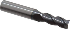 Accupro - 25/64", 1" LOC, 7/16" Shank Diam, 2-3/4" OAL, 3 Flute, Solid Carbide Square End Mill - Single End, AlTiN Finish, Spiral Flute, 40° Helix, Centercutting, Right Hand Cut, Right Hand Flute - Exact Tool & Supply