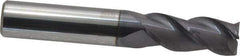 Accupro - 7/16", 1" LOC, 7/16" Shank Diam, 2-3/4" OAL, 3 Flute, Solid Carbide Square End Mill - Single End, AlTiN Finish, Spiral Flute, 40° Helix, Centercutting, Right Hand Cut, Right Hand Flute - Exact Tool & Supply