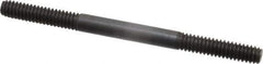 Jergens - 1/4-20 3-1/2" OAL Equal Double Threaded Stud - Alloy Steel, Black Oxide Finish, 1" Equal Thread Length - Exact Tool & Supply