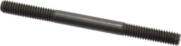 Jergens - 5/16-18 4" OAL Equal Double Threaded Stud - Alloy Steel, Black Oxide Finish, 1-1/8" Equal Thread Length - Exact Tool & Supply