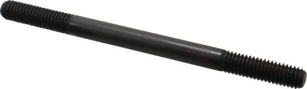 Jergens - 3/8-16 5-1/2" OAL Equal Double Threaded Stud - Alloy Steel, Black Oxide Finish, 1-1/4" Equal Thread Length - Exact Tool & Supply