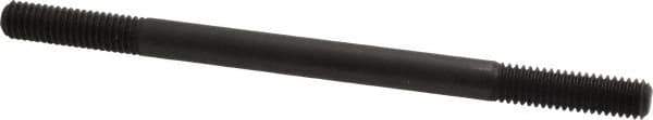Jergens - 3/8-16 6" OAL Equal Double Threaded Stud - Alloy Steel, Black Oxide Finish, 1-1/4" Equal Thread Length - Exact Tool & Supply