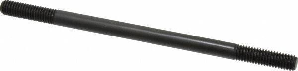 Jergens - 3/8-16 7" OAL Equal Double Threaded Stud - Alloy Steel, Black Oxide Finish, 1-1/4" Equal Thread Length - Exact Tool & Supply
