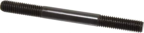 Jergens - 1/2-13 5-1/2" OAL Equal Double Threaded Stud - Alloy Steel, Black Oxide Finish, 1-1/2" Equal Thread Length - Exact Tool & Supply