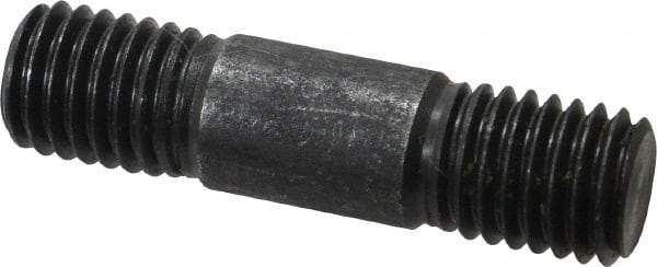 Jergens - 5/8-11 2-1/2" OAL Equal Double Threaded Stud - Alloy Steel, Black Oxide Finish, 13/16" Equal Thread Length - Exact Tool & Supply