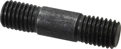 Jergens - 5/8-11 2-1/2" OAL Equal Double Threaded Stud - Alloy Steel, Black Oxide Finish, 13/16" Equal Thread Length - Exact Tool & Supply