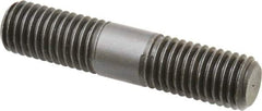 Jergens - 5/8-11 3" OAL Equal Double Threaded Stud - Alloy Steel, Black Oxide Finish, 1-1/16" Equal Thread Length - Exact Tool & Supply