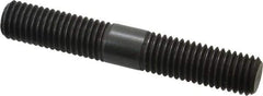 Jergens - 5/8-11 4" OAL Equal Double Threaded Stud - Alloy Steel, Black Oxide Finish, 1-9/16" Equal Thread Length - Exact Tool & Supply