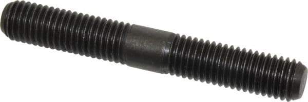 Jergens - 5/8-11 4-1/2" OAL Equal Double Threaded Stud - Alloy Steel, Black Oxide Finish, 1-3/4" Equal Thread Length - Exact Tool & Supply