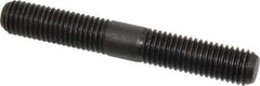 Jergens - 5/8-11 4-1/2" OAL Equal Double Threaded Stud - Alloy Steel, Black Oxide Finish, 1-3/4" Equal Thread Length - Exact Tool & Supply