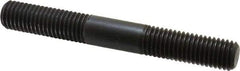 Jergens - 5/8-11 5" OAL Equal Double Threaded Stud - Alloy Steel, Black Oxide Finish, 1-3/4" Equal Thread Length - Exact Tool & Supply