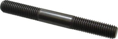 Jergens - 5/8-11 5-1/2" OAL Equal Double Threaded Stud - Alloy Steel, Black Oxide Finish, 1-3/4" Equal Thread Length - Exact Tool & Supply