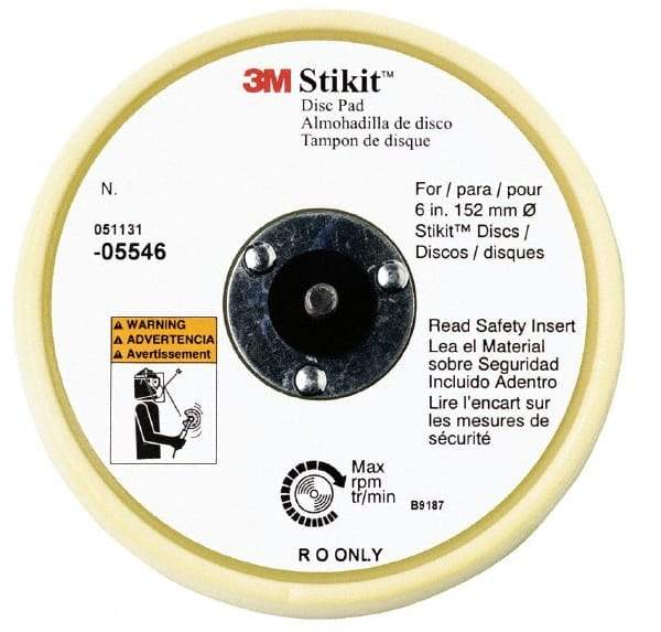 3M - 6" Diam Adhesive/PSA Disc Backing Pad - Soft Density, 10,000 RPM - Exact Tool & Supply