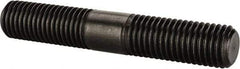 Jergens - 3/4-10 4-1/2" OAL Equal Double Threaded Stud - Alloy Steel, Black Oxide Finish, 1-11/16" Equal Thread Length - Exact Tool & Supply
