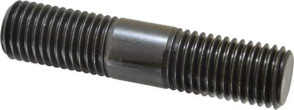 Jergens - 7/8-9 4" OAL Equal Double Threaded Stud - Alloy Steel, Black Oxide Finish, 1-13/32" Equal Thread Length - Exact Tool & Supply