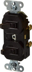 Pass & Seymour - 1 Pole, 120/277 VAC, 20 Amp, Flush Mounted, Ungrounded, Tamper Resistant Duplex Switch - NonNEMA Configuration, 2 Switch, Side Wiring, UL Listed 20 Standard - Exact Tool & Supply
