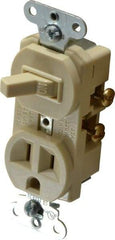 Pass & Seymour - 1 Pole, 120/125 Volt, 15 Amp, 1 Outlet, Flush Mounted, Self Grounding, Tamper Resistant Combination Outlet and Switch - 5-15R Configuration, 1 Switch, Side Wiring, UL Listed 20 498 Standard - Exact Tool & Supply