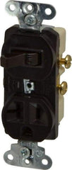 Pass & Seymour - 1 Pole, 120/125 Volt, 20 Amp, 1 Outlet, Flush Mounted, Self Grounding, Tamper Resistant Combination Outlet and Switch - 5-20R Configuration, 1 Switch, Side Wiring, UL Listed 20 498 Standard - Exact Tool & Supply