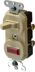 Pass & Seymour - 1 Pole, 120/125 VAC, 15 Amp, Flush Mounted, Ungrounded, Tamper Resistant Combination Switch with Pilot Light - NonNEMA Configuration, 1 Switch, Side Wiring, UL Listed 20 498 Standard - Exact Tool & Supply