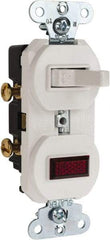 Pass & Seymour - 1 Pole, 120/125 VAC, 15 Amp, Flush Mounted, Ungrounded, Tamper Resistant Combination Switch with Pilot Light - NonNEMA Configuration, 1 Switch, Side Wiring, UL Listed 20 498 Standard - Exact Tool & Supply