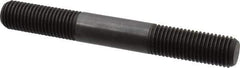 Jergens - 1-8 8" OAL Equal Double Threaded Stud - Alloy Steel, Black Oxide Finish, 2-1/2" Equal Thread Length - Exact Tool & Supply