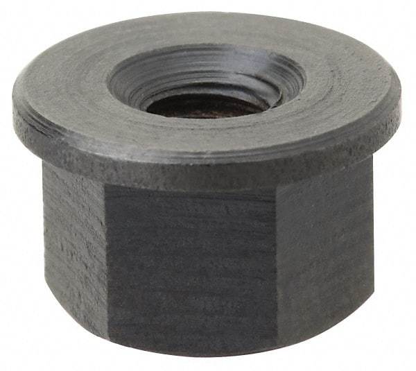 Jergens - 1-1/8 - 7, 2-1/4" Flange Diam, 1-3/8" High, 1-13/16" Across Flats, Flange Nut - Grade Low Carbon Steel Steel, Black Oxide Finish, 1/4" Flange Height, TCMA - Exact Tool & Supply